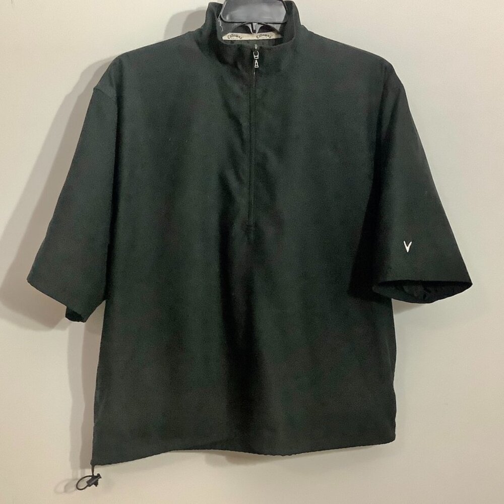 Callaway Golf Sport Outerwear Poly Brushed Microfiber Large Black Short Sleeve